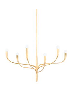 Lustre doré contemporain 6 lumières Labra - Lustre by Hudson Valley