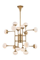 Lustre trompette doré 16 lumières en laiton Fleming - Lustre by Hudson Valley