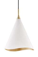 Martini suspension conique blanche et dorée 45cm  - Suspension by Hudson Valley