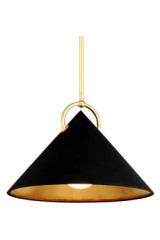 Charm black and gold cone pendant 58cm - Pendants by Hudson Valley