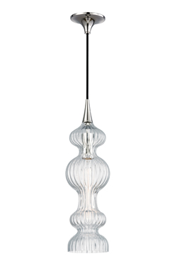 Pomfret pendant in fluted glass and aged brass
