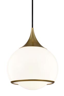 Reese pendant in opal and golden ball 25cm - Pendants by Hudson Valley