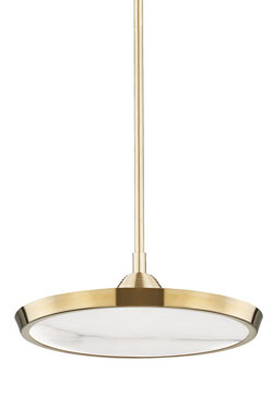 Round pendant lamp on gold stem with LED light Draper - Pendants by Hudson Valley