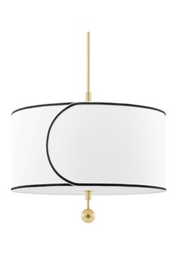 Zara cylindrical pendant in white linen 60cm - Pendants by Hudson Valley