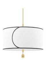 Zara cylindrical pendant in white linen 60cm - Pendants by Hudson Valley