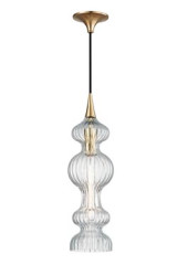 Pomfret suspension en verre cannelé et laiton vieilli - Suspension by Hudson Valley