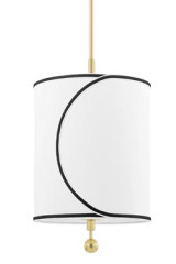 Suspension cylindrique en lin blanc 30cm Zara - Suspension by Hudson Valley