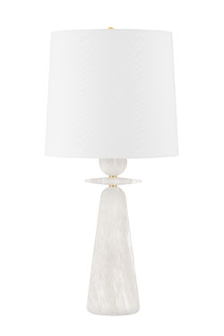 Montgomery white alabaster and linen table lamp - Table lamps by Hudson Valley