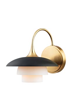 Barron vintage gold metal and glass wall light - Wall lights by Hudson Valley