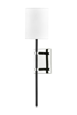 Polished nickel and black contemporary wall light Denise - Wall lights by Hudson Valley