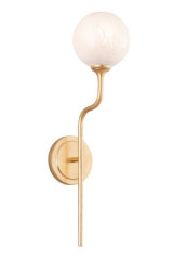 Retro style wall light gold and textured opal glass ball Onyx - Wall lights by Hudson Valley