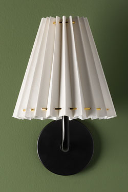 Small black pleated wall light Demi