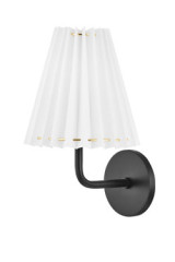 Small black pleated wall light Demi - Wall lights by Hudson Valley