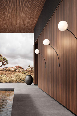 Filo black bathroom wall light with white ball