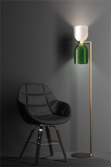 Caterina lampadaire rétro en sablier bicolore vert et blanc  - Lampadaire by Italamp