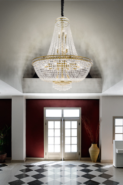 Balloon chandelier 20 lights and drops in Swarovski crystal
