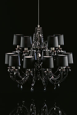 Black chandelier 15 lights in glass and Swarovski crystal - Chandeliers by Italamp