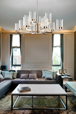Quarzo 10-light rectangular chandelier in Murano crystal
