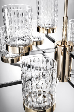 Quarzo 10-light rectangular chandelier in Murano crystal