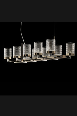Quarzo 10-light rectangular chandelier in Murano crystal - Chandeliers by Italamp