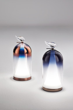 Martina cordless lamp in blue blown glass 