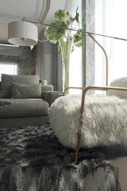 Aria floor lamp, offset and articulated, contemporary style 