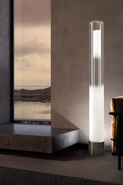 Gradient glass cylinder floor lamp in white gradient