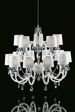 Lustre blanc 15 lumières en verre et cristal Swarovski LENOIR - Lustre by Italamp