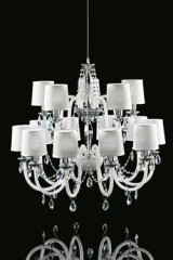 Lustre blanc 15 lumières en verre et cristal Swarovski LENOIR - Lustre by Italamp