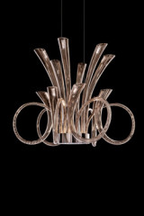 Lustre éclairage LED cornes d'abondance de verre soufflé Pulsa - Lustre by Italamp