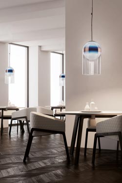 Marta suspension cloche en verre reflet cuivre irisé 55cm