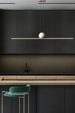 Long black and white marble Regolo bar pendant lamp 120cm