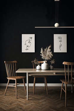 Long black and white marble Regolo bar pendant lamp 120cm