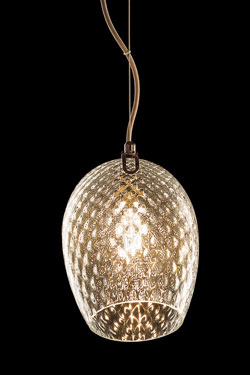 Tulip clear glass carved rhombs pendant - Pendants by Italamp