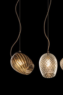 Tulip glass pendant in twisted taupe glass NUCE