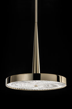 Ritmico suspension en métal doré et diffuseur en cristal sculpté - Suspension by Italamp