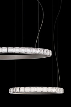 Suspension anneau argent satiné AURA 70cm 