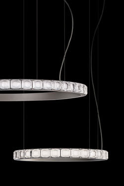 Suspension anneau argent satiné AURA 70cm  - Suspension by Italamp