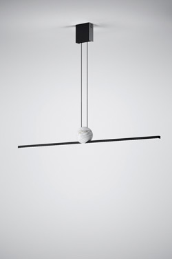 Suspension barre longue noire et marbre blanc Regolo 120cm - Suspension by Italamp
