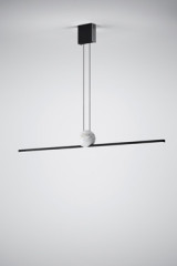 Suspension barre longue noire et marbre blanc Regolo 120cm - Suspension by Italamp