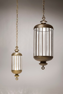 Suspension lanterne bronze doré Fata Morgana petit modèle 