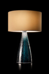 Turquoise blue carved glass table lamp - Table lamps by Italamp