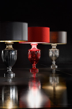 White carved crystal table lamp