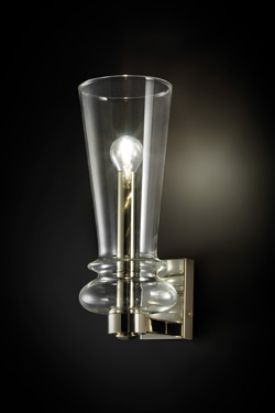 Licio wall lamp in glass and polished gold metal - Wall lights by Italamp