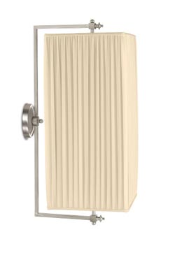 Babylone PM applique rectangulaire à cardan bronze doré et soie plissée ivoire