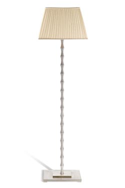 Silver Reading lamp with Square Ivory Silk  Shade Pilate - Floor lamps by Jacques Garcia