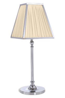 New Rivoli lampe pyramide chrome et soie plissée ivoire - Lampe de table by Jacques Garcia
