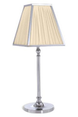 New Rivoli lampe pyramide chrome et soie plissée ivoire - Lampe de table by Jacques Garcia