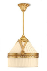 Margot pendant in gilded bronze ivory shade in pleated silk - Pendants by Jacques Garcia