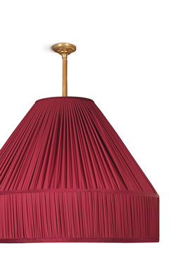 Very large red pleated silk pendant lamp Moliere